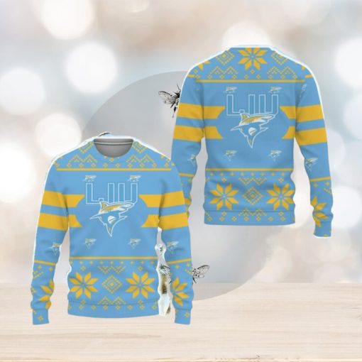 LIU Sharks Custom New Uniforms For Fan Gear Ugly Xmas AOP Sweater