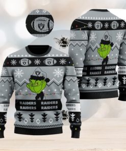 Las Vegas Raiders American NFL Football Team Logo Cute Grinch Ugly Christmas Sweater