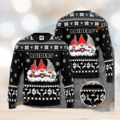 Las Vegas Raiders Gnome Noel Christmas All Over Print Ugly Holiday Sweater