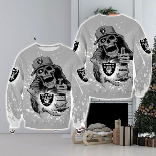 Las Vegas Raiders Halloween Skull Edition Unisex Chime Halloween Ugly Sweater For Men And Women Gift Christmas