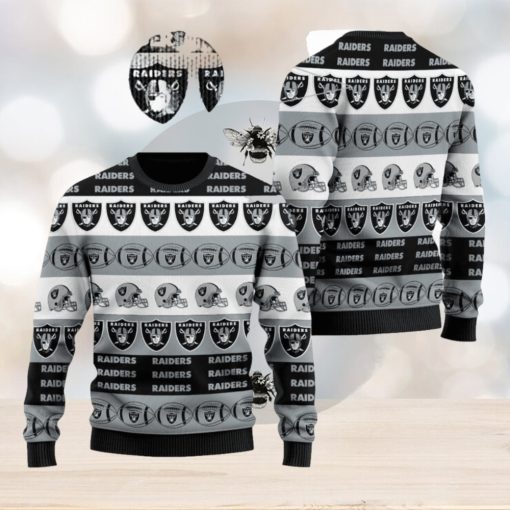 Las Vegas Raiders NFL American Football Team Logo Helmet Symbols Ugly Christmas Sweater