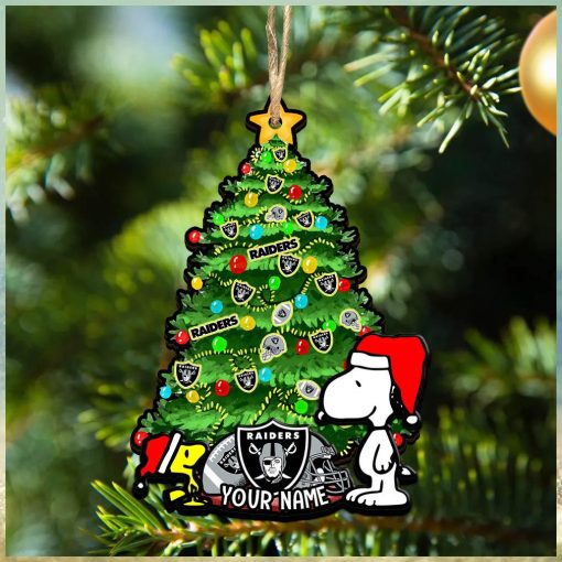 Las Vegas Raiders Personalized Your Name Snoopy And Peanut Ornament Christmas Gifts For NFL Fans SP161023145ID03