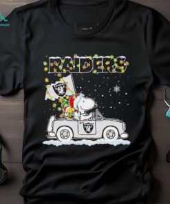 Las Vegas Raiders Snoopy Driving Car Christmas T Shirt