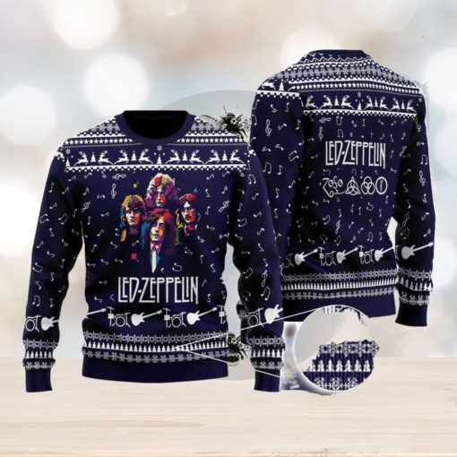 Led Zeppelin Band Printed Logo Cute Christmas Gift Ugly Christmas Sweater For Fans