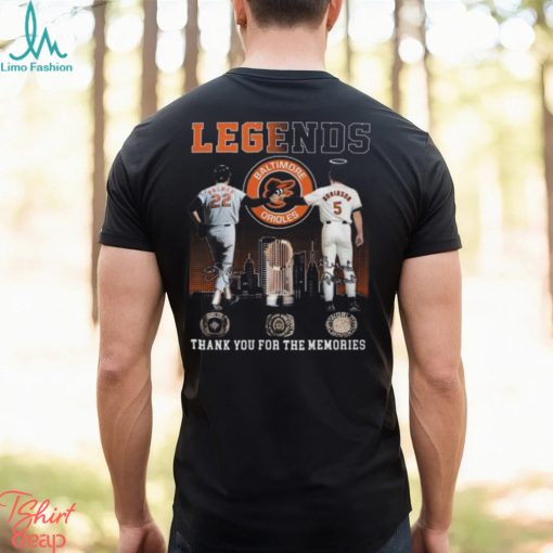 Legends Baltimore Orioles Palmer And Robinson Thank You For The Memories T Shirt