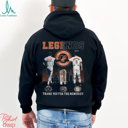 Legends Baltimore Orioles Palmer And Robinson Thank You For The Memories T Shirt