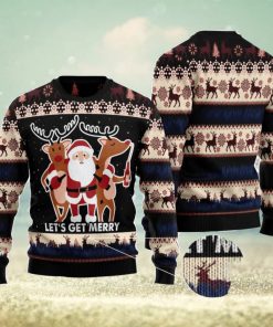 Let‘s Get Merry Christmas Gift Ugly Christmas Sweater Xmas Holiday