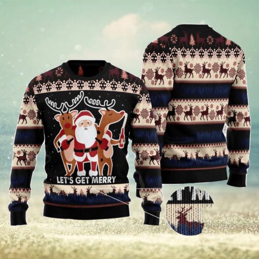 Let‘s Get Merry Christmas Gift Ugly Christmas Sweater Xmas Holiday