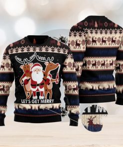 Let‘s Get Merry Christmas Gift Ugly Christmas Sweater Xmas Holiday