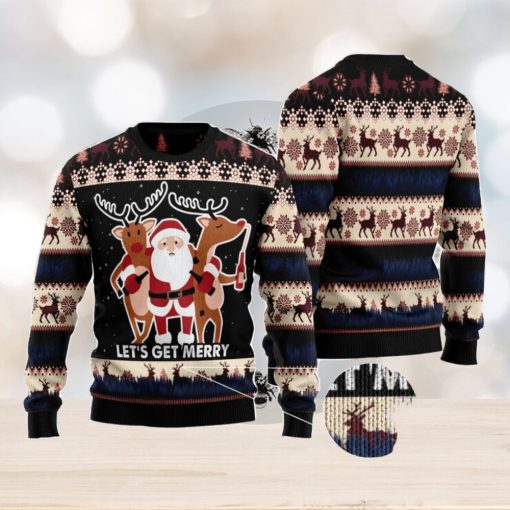 Let‘s Get Merry Christmas Gift Ugly Christmas Sweater Xmas Holiday