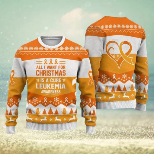 Leukemia Awareness All I Want For Is A Cure Animals Ugly Christmas Sweater AOP Gift For Men And Women