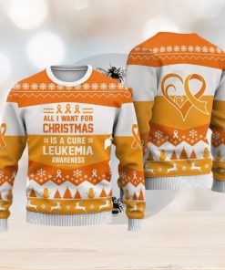 Leukemia Awareness All I Want For Is A Cure Animals Ugly Christmas Sweater AOP Gift For Men And Women