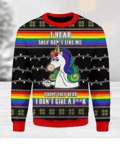 Lgbt Unicorn I Dont Give A Fk Ugly Christmas Sweater