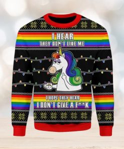 Lgbt Unicorn I Dont Give A Fk Ugly Christmas Sweater