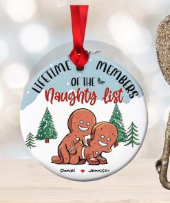 Lifetime Members Of The Naughty List, Couple Gift, Personalized Ceramic Ornament, Funny Couple Cookie Ornament, Christmas Gift