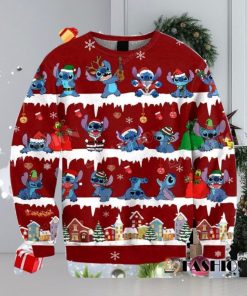 Light Lilo and Stitch Christmas Cabin Ugly 3D Sweater For Thanksgiving