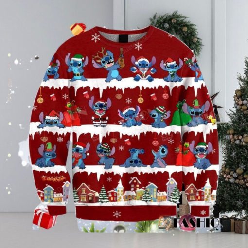 Light Lilo and Stitch Christmas Cabin Ugly 3D Sweater For Thanksgiving