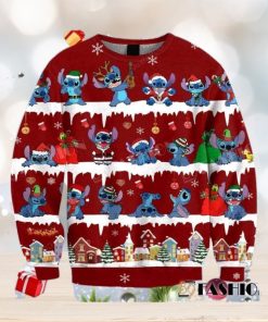 Light Lilo and Stitch Christmas Cabin Ugly 3D Sweater For Thanksgiving