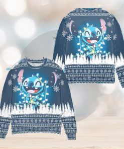 Light Lilo and Stitch Christmas Frostbite Knitted AOP Sweater For Thanksgiving