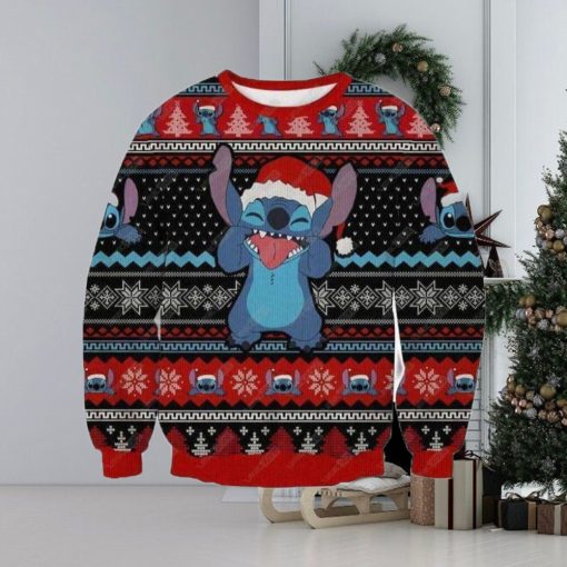 Light Lilo and Stitch Christmas Icy Knitted 3D Sweater For Thanksgiving