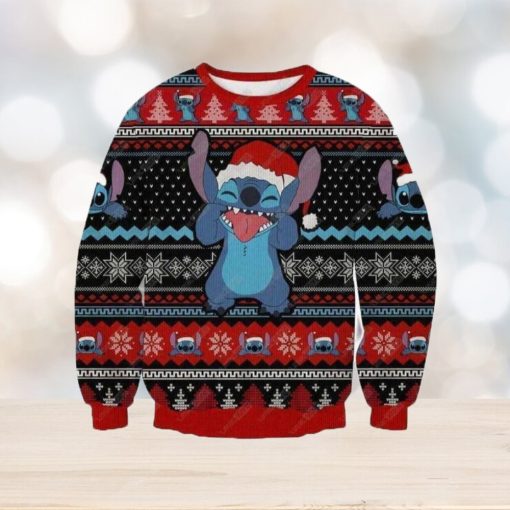 Light Lilo and Stitch Christmas Icy Knitted 3D Sweater For Thanksgiving