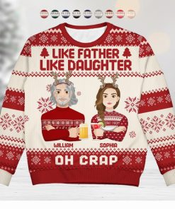 Like Father Like Daughter Oh   Christmas Gift For Dad, Grandpa   Personalized Unisex Ugly Sweater