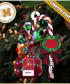 Los Angeles Angels MLB Grinch Candy Cane Personalized Xmas Gifts Christmas Tree Decorations Ornament_48336123 1
