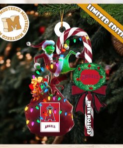 Los Angeles Angels MLB Grinch Candy Cane Personalized Xmas Gifts Christmas Tree Decorations Ornament_48336123 1