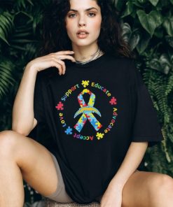 Los Angeles Chargers Love Support Educate Advocate Accept Autism Awareness Shirt