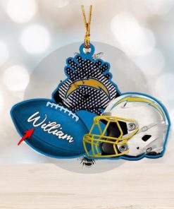 Los Angeles Chargers NFL Custom Name Rugby Ball Helmet Custom Shape Christmas Ornament