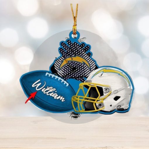 Los Angeles Chargers NFL Custom Name Rugby Ball Helmet Custom Shape Christmas Ornament