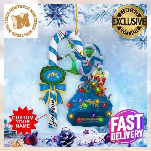 Los Angeles Chargers NFL Grinch Candy Cane Personalized Xmas Gifts Christmas Tree Decorations Ornament_69307510 1 800×800