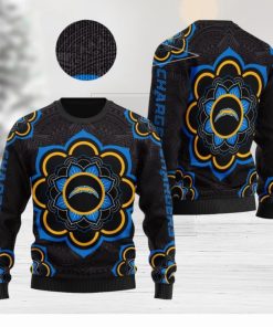 Los Angeles Chargers NFL Mandala Logo Knitted Christmas Sweater AOP Holiday