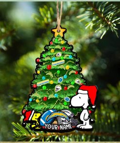 Los Angeles Chargers Personalized Your Name Snoopy And Peanut Ornament Christmas Gifts For NFL Fans SP161023146ID03
