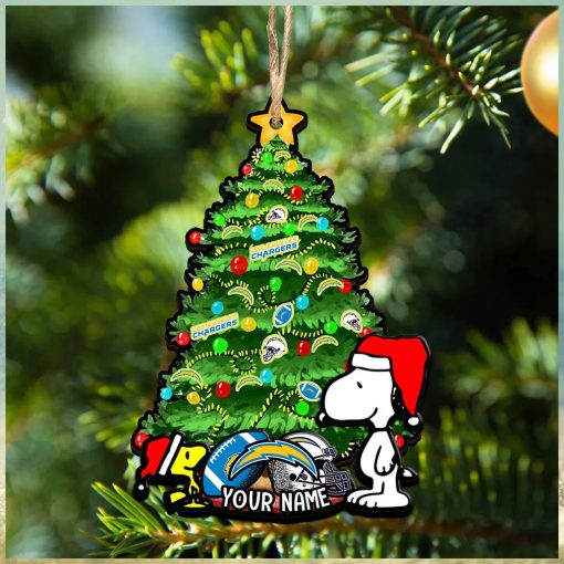 Los Angeles Chargers Personalized Your Name Snoopy And Peanut Ornament Christmas Gifts For NFL Fans SP161023146ID03