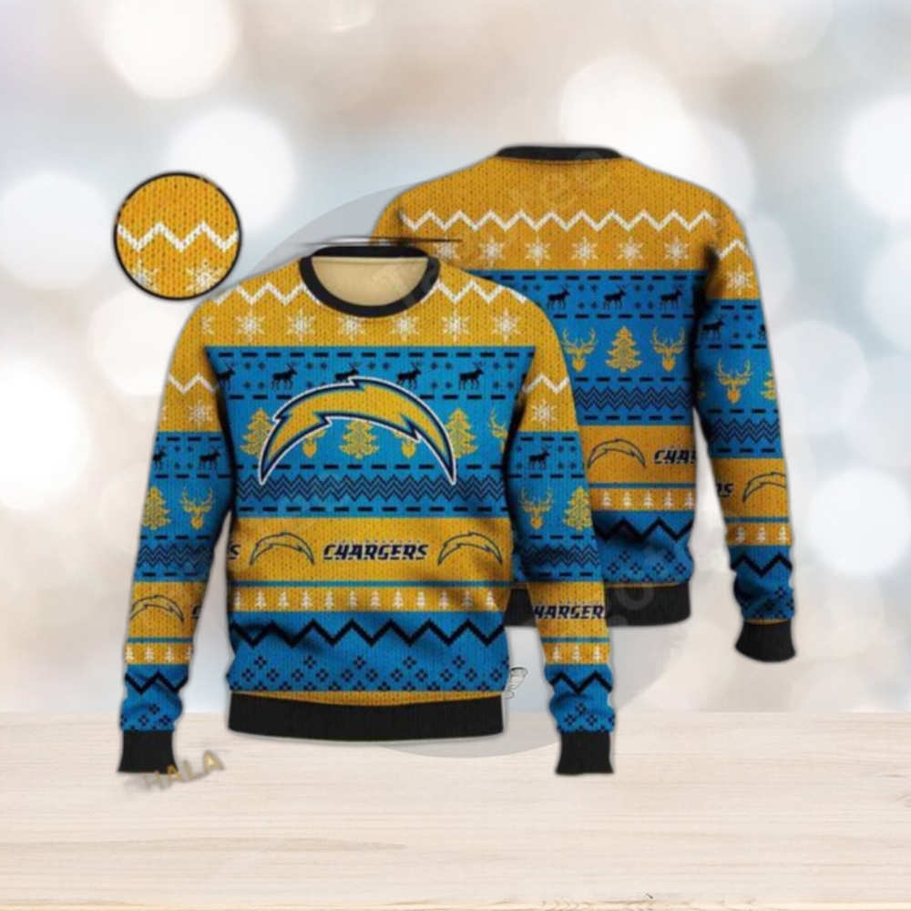 Los Angeles Chargers Ugly Christmas Sweater Pattern Hawaiian Shirt