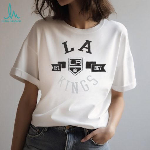 Los Angeles Kings G III 4Her by Carl Banks White City Graphic Sport Fitted Crewneck T Shirt