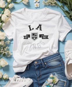 Los Angeles Kings G III 4Her by Carl Banks White City Graphic Sport Fitted Crewneck T Shirt