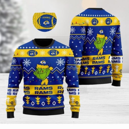 Los Angeles Rams American NFL Football Team Logo Cute Grinch Ugly Christmas Sweater