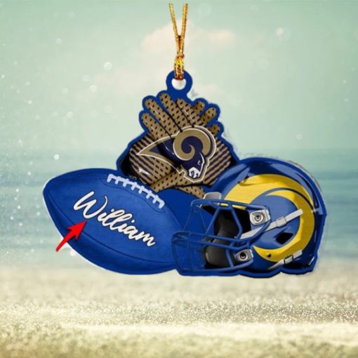 Los Angeles Rams NFL Custom Name Rugby Ball Helmet Custom Shape Christmas Ornament