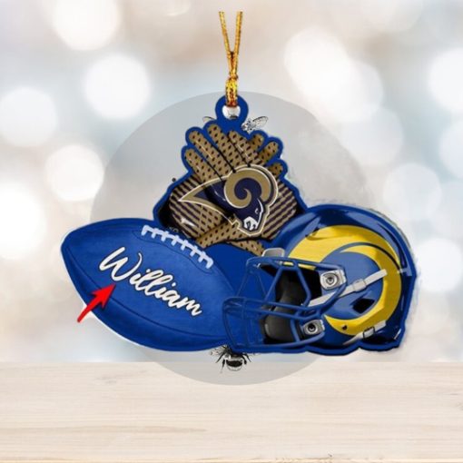 Los Angeles Rams NFL Custom Name Rugby Ball Helmet Custom Shape Christmas Ornament