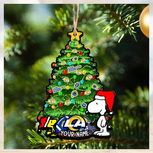 Los Angeles Rams Personalized Your Name Snoopy And Peanut Ornament Christmas Gifts For NFL Fans SP161023147ID03