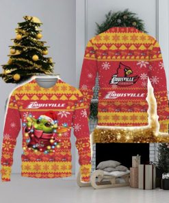 Louisville Cardinals Baby Yoda Star Wars Sports Football American New 3D Sweater Gift Ugly Christmas