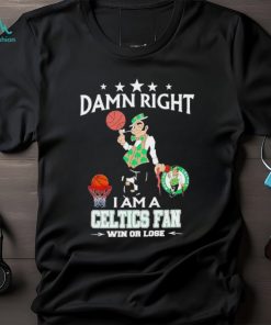 Lucky the Leprechaun mascot damn right I am a Celtics fan win or lose shirt