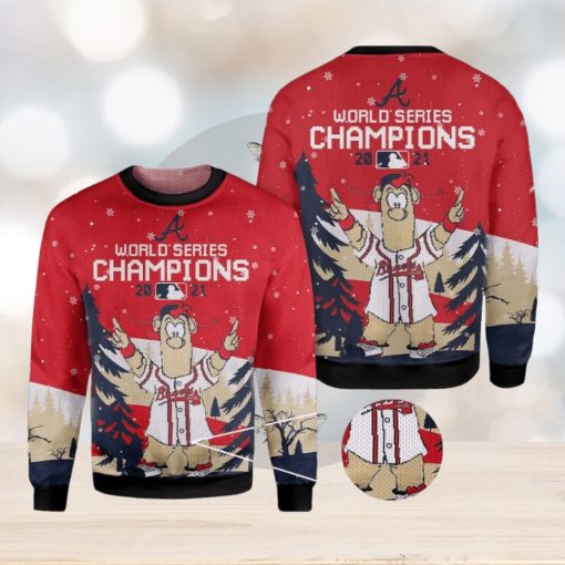 MLB Atlanta braves World Series Champions December Knitted 3D Sweater For Xmas