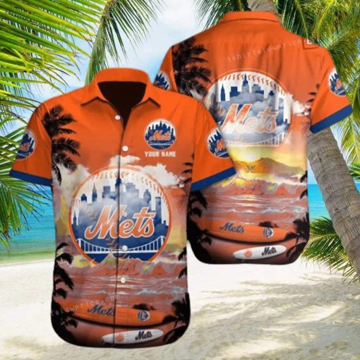 MLB New York Mets Hawaiian Shirt Custom Name Beach Gift For Dad