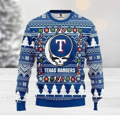 MLB Texas Rangers Ugly Christmas Sweater The Intelligence Of The Skull Unisex Sweater