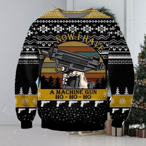 Machine Gun Christmas Snowshoe Knitted 3D Sweater For Thanksgiving