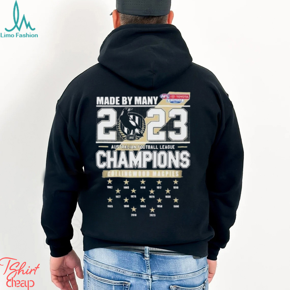 Made By Many 2023 Australian Football League Champions Collingwood Magpies Unisex T Shirt Made By Many 2023 Australian Football League Champions Collingwood Magpies Unisex T Shirt