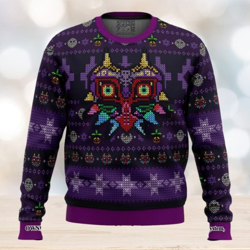 Majoras Mask Seamless Pattern Legend of Zelda For Christmas Gifts Christmas Ugly Wool Knitted Sweater